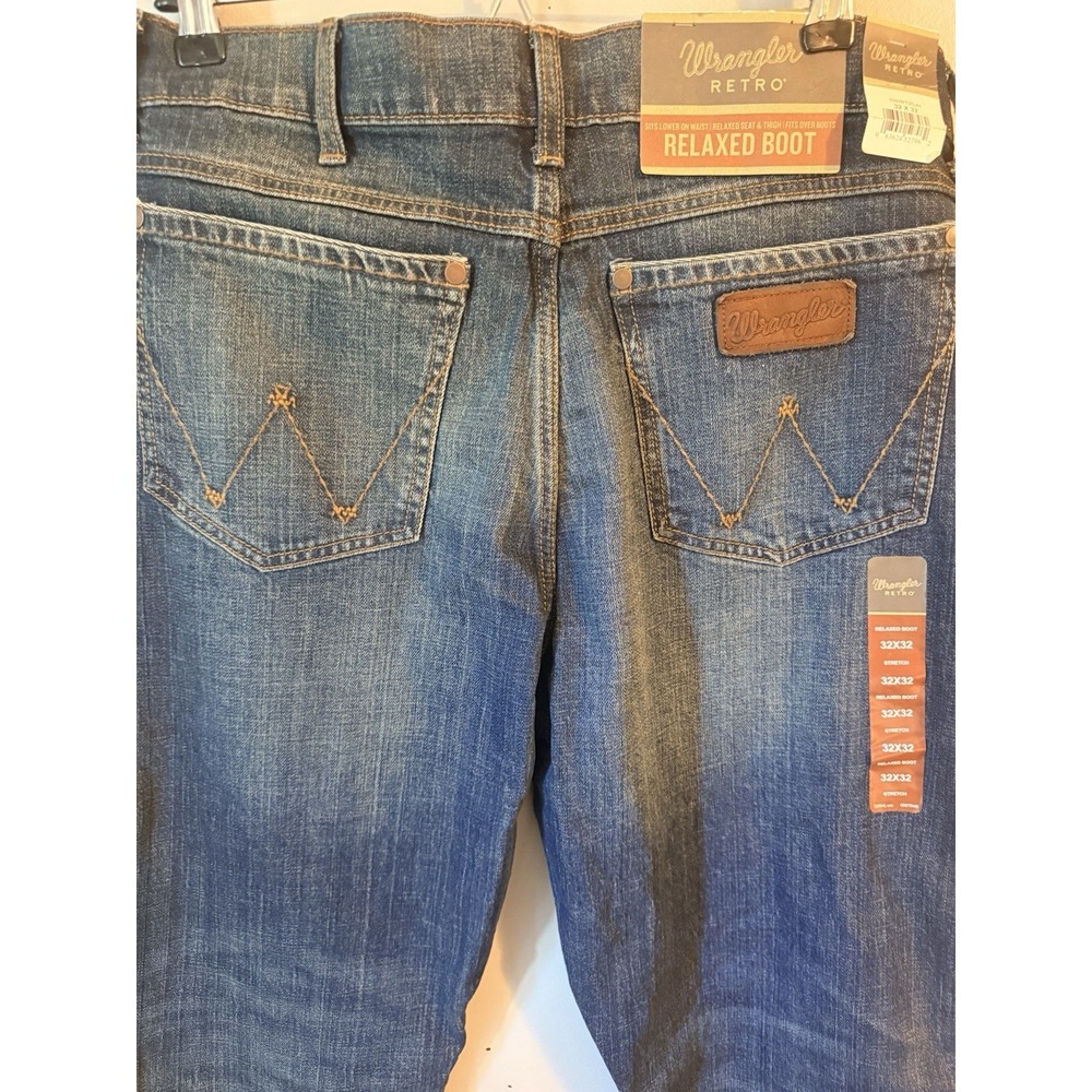 Wrangler Retro Relaxed Fit Boot Cut Jeans Mens 32x32 Stretch Blue Denim NWT